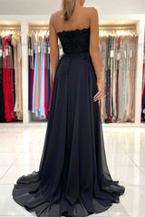 Lace Long Front Split Prom Dress Off-the-shoulder Evening Gown-Ballbella