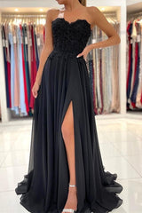 Lace Long Front Split Prom Dress Off-the-shoulder Evening Gown-Ballbella