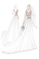 Lace Wedding Dresses Chiffon Chic V-Neck A-line Long Sleeve Lace Applique Beach Wedding Bridal Dress With Train Free Customization-Ballbella