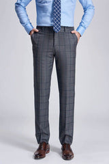 Large Checked Decent Dark Grey Mens Suits Sale-Ballbella