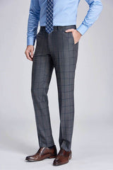 Large Checked Decent Dark Grey Mens Suits Sale-Ballbella