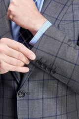 Large Checked Decent Dark Grey Mens Suits Sale-Ballbella