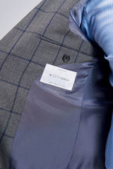 Large Checked Decent Dark Grey Mens Suits Sale-Ballbella