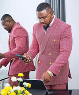 Latest Coat 2 Pieces Dusty Pink Men Suits Pant Design Shawl Collar Prom Tuxedo-Ballbella