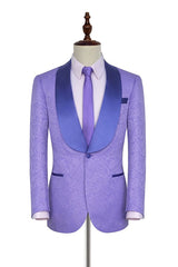 Lavender Jacquard Silk Shawl Lapel Bespoke Marriage Suits-Ballbella