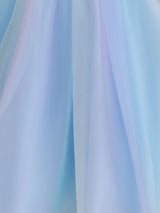 Light Blue Designed Neckline Polyester Sleeveless Short A-Line Polyester Cotton Tulle Sequins Kids Social Party Dresses-Ballbella