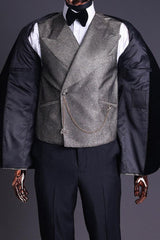 Light Champagne 3-Piece Black Velvet Lapel Men's Suit-Ballbella