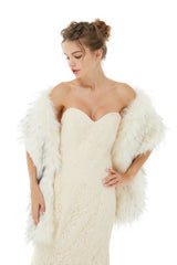 Light Gray Wedding Wrap Accessories Faux Fur Bridal Cover Ups-Ballbella
