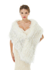 Light Gray Wedding Wrap Accessories Faux Fur Bridal Cover Ups-Ballbella