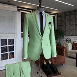 Light Green Peaked Lapel 3 Flaps Mens Prom Suits-Ballbella