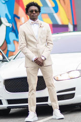 Light Khaki Notched Lapel Two-Button Prom Suit-Ballbella