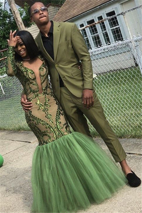 Ballbella Lime Green Two Piece Slim Fit Fashion Prom Outfits Ballbella Lime Green Two Piece Slim Fit Fashion Prom Outfits