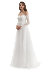 Long Mermaid Sweetheart Strapless Long Sleeve Open Back Appliques Lace Wedding Dress-Ballbella