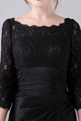 Long sleeves jewel ankle-length backless lace mermaid mother's dress-Ballbella