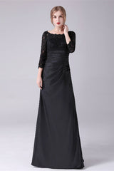 Long sleeves jewel ankle-length backless lace mermaid mother's dress-Ballbella