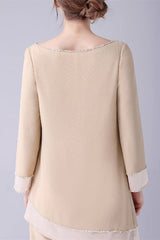 Long sleeves Jewel Asymmetrical mother's shirt-Ballbella