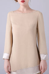 Long sleeves Jewel Asymmetrical mother's shirt-Ballbella