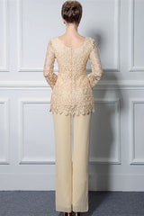 Long Sleeves lace Jewel modest mother's suit-Ballbella