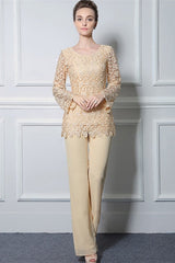 Long Sleeves lace Jewel modest mother's suit-Ballbella