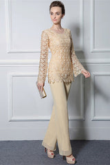 Long Sleeves lace Jewel modest mother's suit-Ballbella