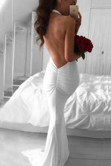 Low Back Mermaid Fitted Wedding Dresses Hot Deep V-Neck-Ballbella