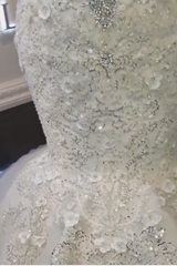 Luxurious Crystals Mermaid Wedding Dresses Off the Shoulder Appliques Bridal Gowns-Ballbella