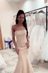 Luxurious Strapless Beadings Mermaid Wedding Dress Affordable Sleeveless Long Bridal Gown-Ballbella