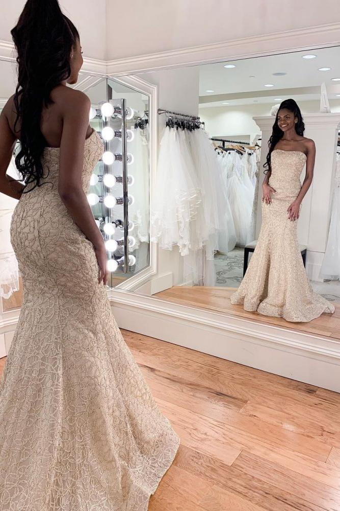 affordable mermaid wedding dress Anastasia/ Lace mermaid wedding dress with detachable sleeves