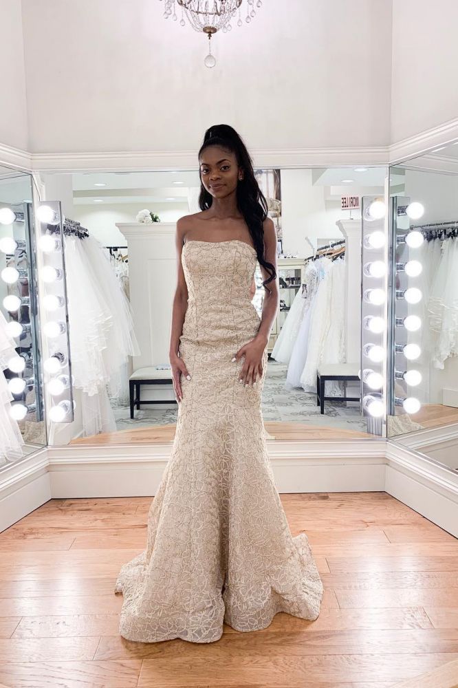 affordable mermaid wedding dresses Gorgeous Ivory Tulle Mermaid V-neck Lace Appliqued Wedding Dresses, MW1002