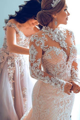 Luxurious Sweetheart Lace Tulle Mermaid Spring Wedding Dress-Ballbella