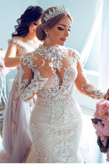 Luxurious Sweetheart Lace Tulle Mermaid Spring Wedding Dress-Ballbella