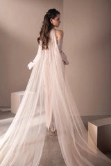 Luxury Halter Mermaid Satin Prom Dresses Detachable Sleeves With Beads Ruffle-Ballbella