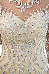 MARLENE Mermaid Sequined Pattern Long Sleevess Evening Dresses-Ballbella