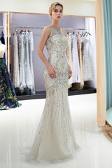 MARVEL Mermaid Sleeveless Long Evening Dresses with Gorgeous Beading-Ballbella