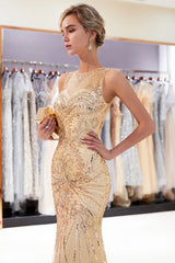 MARVEL Mermaid Sleeveless Long Evening Dresses with Gorgeous Beading-Ballbella