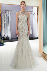 MARVEL Mermaid Sleeveless Long Evening Dresses with Gorgeous Beading-Ballbella