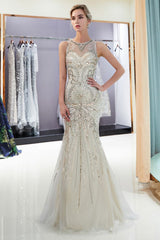 MARVEL Mermaid Sleeveless Long Evening Dresses with Gorgeous Beading-Ballbella