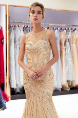 MARVEL Mermaid Sleeveless Long Evening Dresses with Gorgeous Beading-Ballbella