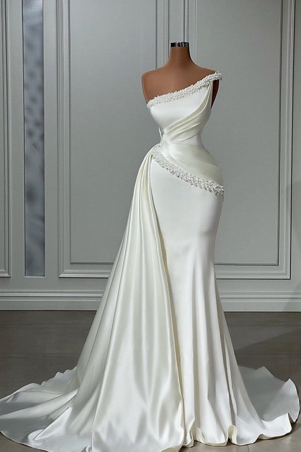 Mermaid Asymmetrical Beaded Floor-length Sleeveless With Side Train Prom Dress Mermaid Asymmetrical Beaded Floor-length Sleeveless With Side Train Prom Dress