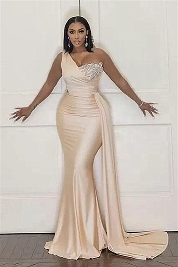 Mermaid Asymmetrical Floor-length Sleeveless Open Back Applique With Side Train Prom Dress Mermaid Asymmetrical Floor-length Sleeveless Open Back Applique With Side Train Prom Dress