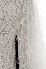 Mermaid Asymmetrical High Split Floor-length Sequined Prom Dress with Feather-Ballbella