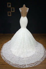 Mermaid Glamorous Straps Appliques Backless Sleeveless Bridal Gown-Ballbella