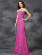 Mermaid Gorgeous Sweetheart Applique Sleeveless Long Satin Bridesmaid Dresses-Ballbella