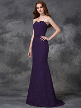 Mermaid Gorgeous Sweetheart Applique Sleeveless Long Satin Bridesmaid Dresses-Ballbella