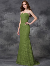 Mermaid Gorgeous Sweetheart Applique Sleeveless Long Satin Bridesmaid Dresses-Ballbella