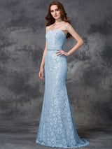 Mermaid Gorgeous Sweetheart Applique Sleeveless Long Satin Bridesmaid Dresses-Ballbella