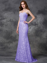 Mermaid Gorgeous Sweetheart Applique Sleeveless Long Satin Bridesmaid Dresses-Ballbella