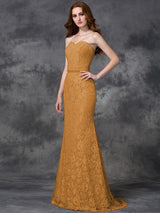 Mermaid Gorgeous Sweetheart Applique Sleeveless Long Satin Bridesmaid Dresses-Ballbella