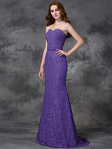 Mermaid Gorgeous Sweetheart Applique Sleeveless Long Satin Bridesmaid Dresses-Ballbella