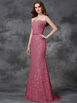 Mermaid Gorgeous Sweetheart Applique Sleeveless Long Satin Bridesmaid Dresses-Ballbella